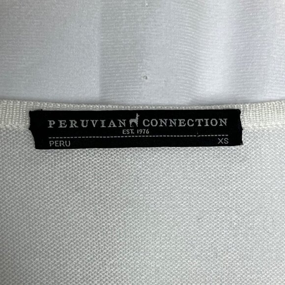 Peruvian Connection Knit Pima Cotton Striped Tunic Striped Cream Brown X-Small - Picture 5 of 9